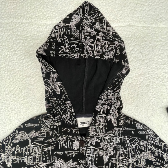 Chico’s Traveler Size 3 Black Women’s Knit Full Zip Hoodie - Picture 3 of 13